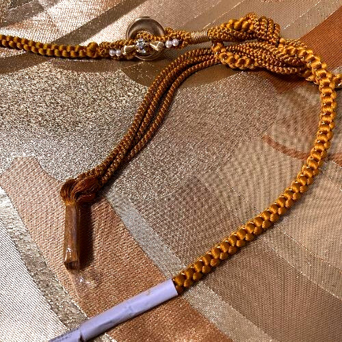 Pure Silk Kumihimo Obijime Cord 170cm Gold Brown Japanese Kimono Accessory