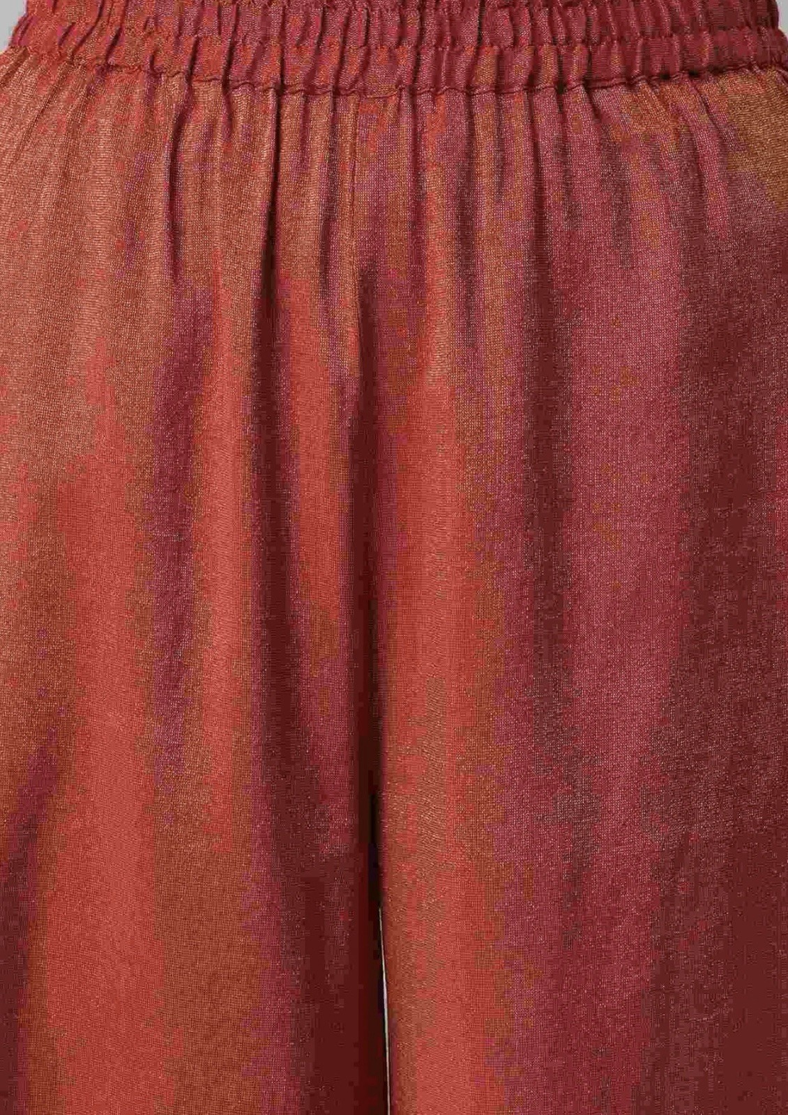 Red zari Embroidered kurta and straight palazzo front and side Slit With Tessels