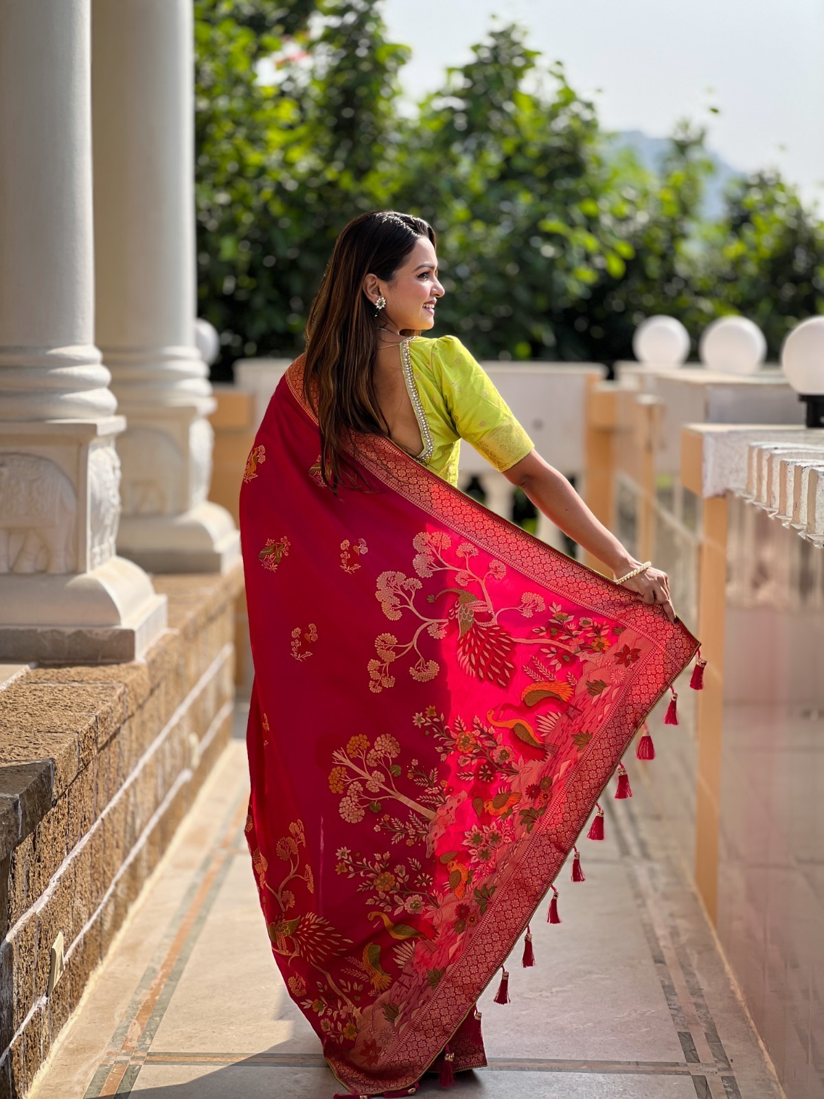 Premium Lichi Silk Saree Copper Zari Woven Rich Pallu Latest Trending Sari Gift