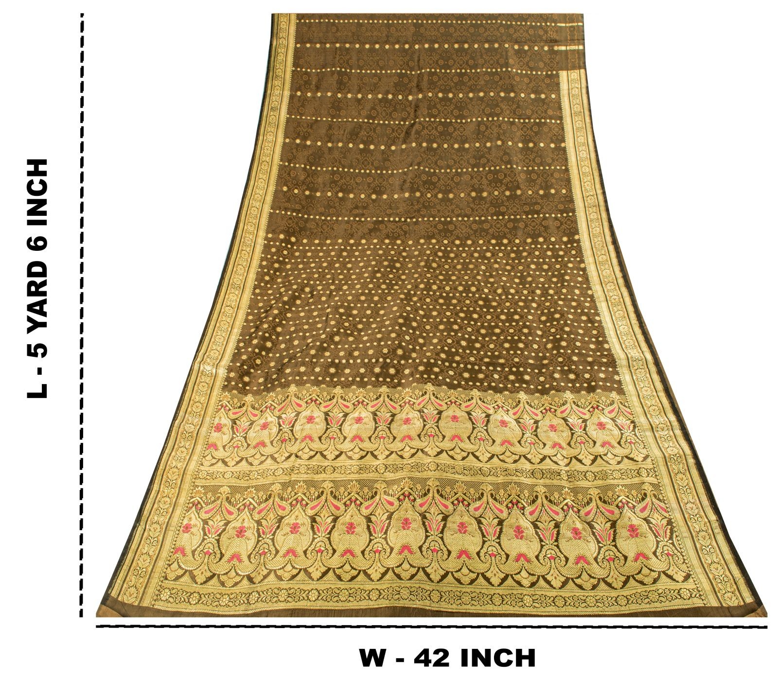 Sanskriti Vintage Brown Blend Silk Saree Banarasi Brocade Zari Hand-Woven Sari