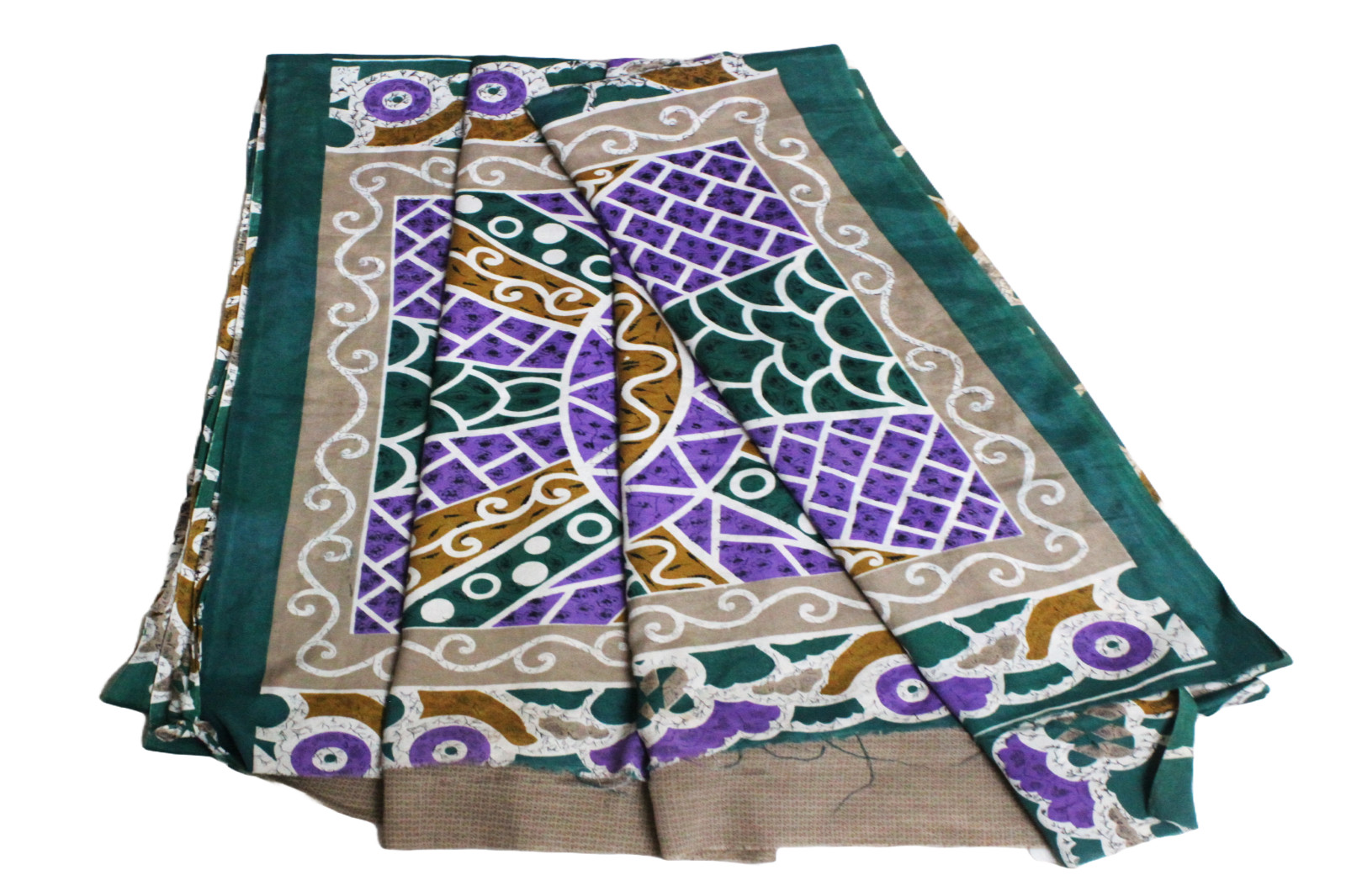 Indian Dress Women Wrap Printed Sari Used Gray Vintage Sewing Georgette Saree 5Y