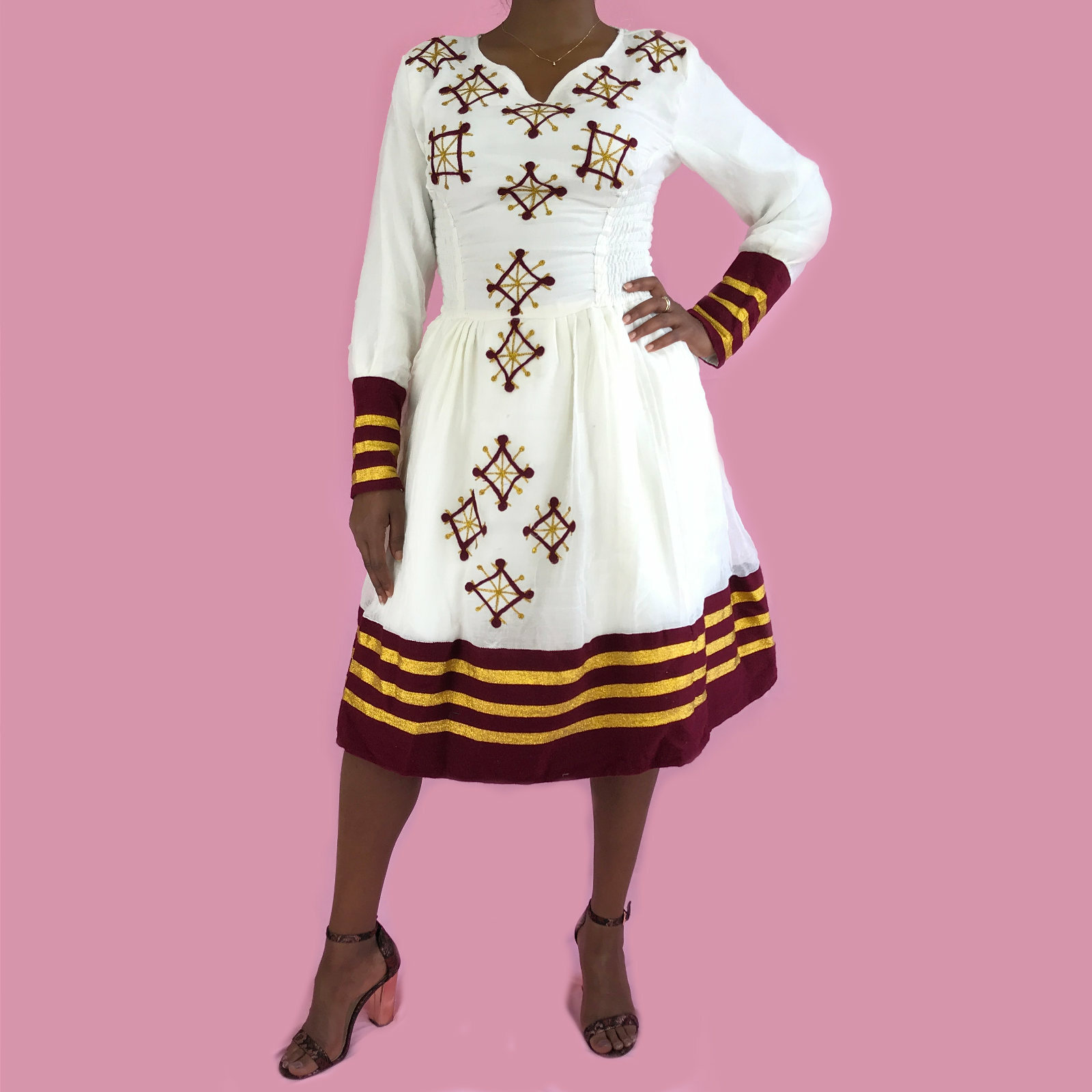 Ethiopian Dress, Habesha Kemis, Traditional Women’s Clothes, Short Length