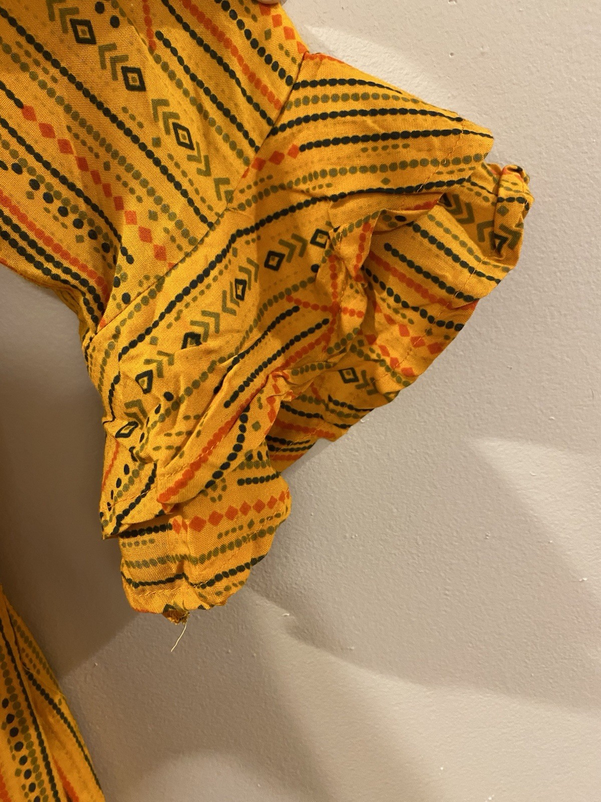 XXL Embellished Mustard Yellow Kurta Tunic Dress 3/4 Ruffled Sleeves