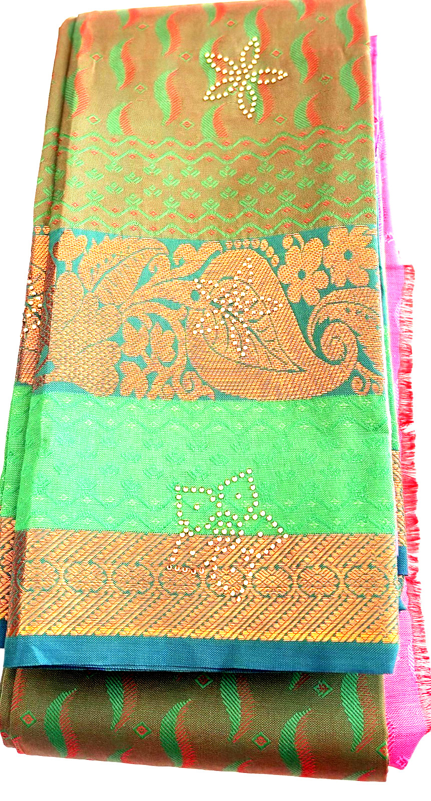 Wedding Party Wear Selam Silk Green color Sari Saree with beautiful Jari work