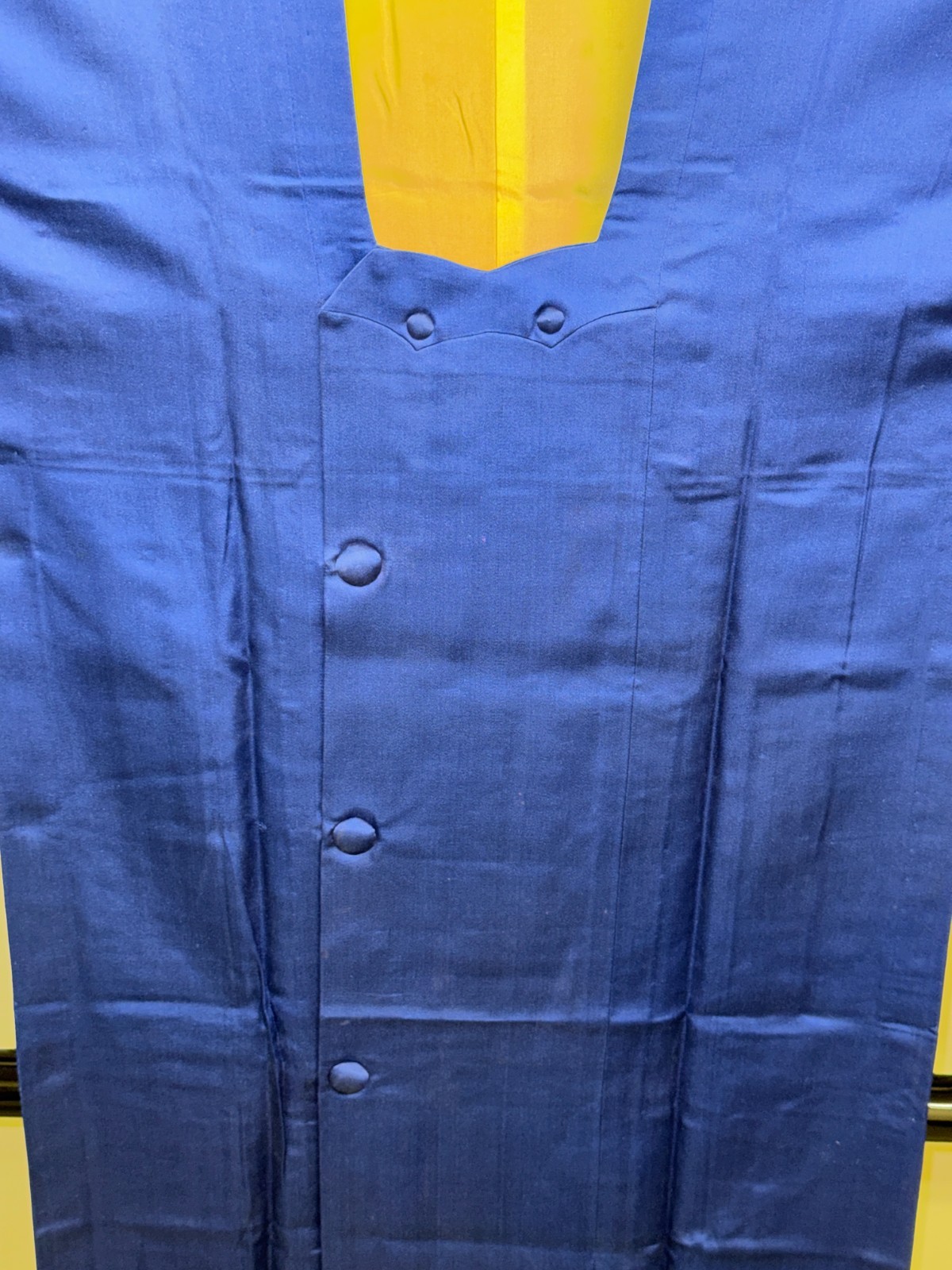 Japanese Vintage Kimono Michiyuki Jacket Polyester Blue Traditional 49 in
