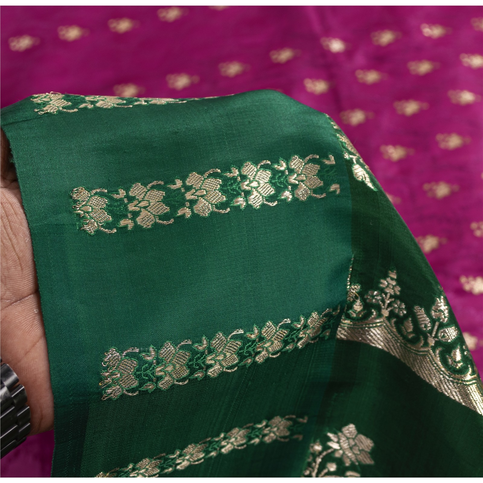 Sanskriti Vintage Purple Pure Satin Sarees Banarasi Brocade Zari Hand Woven 5+YD