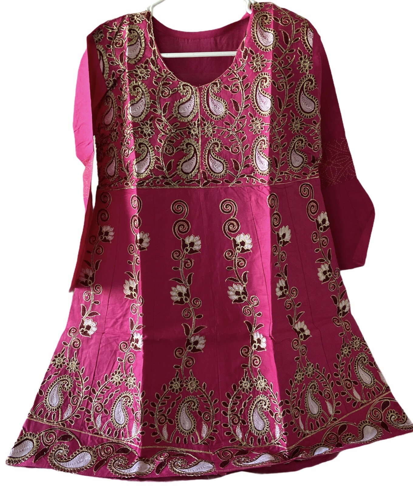Latest Designer Women Wear Hot Pink Light Weight Voile Cotton Embroidered Kurta