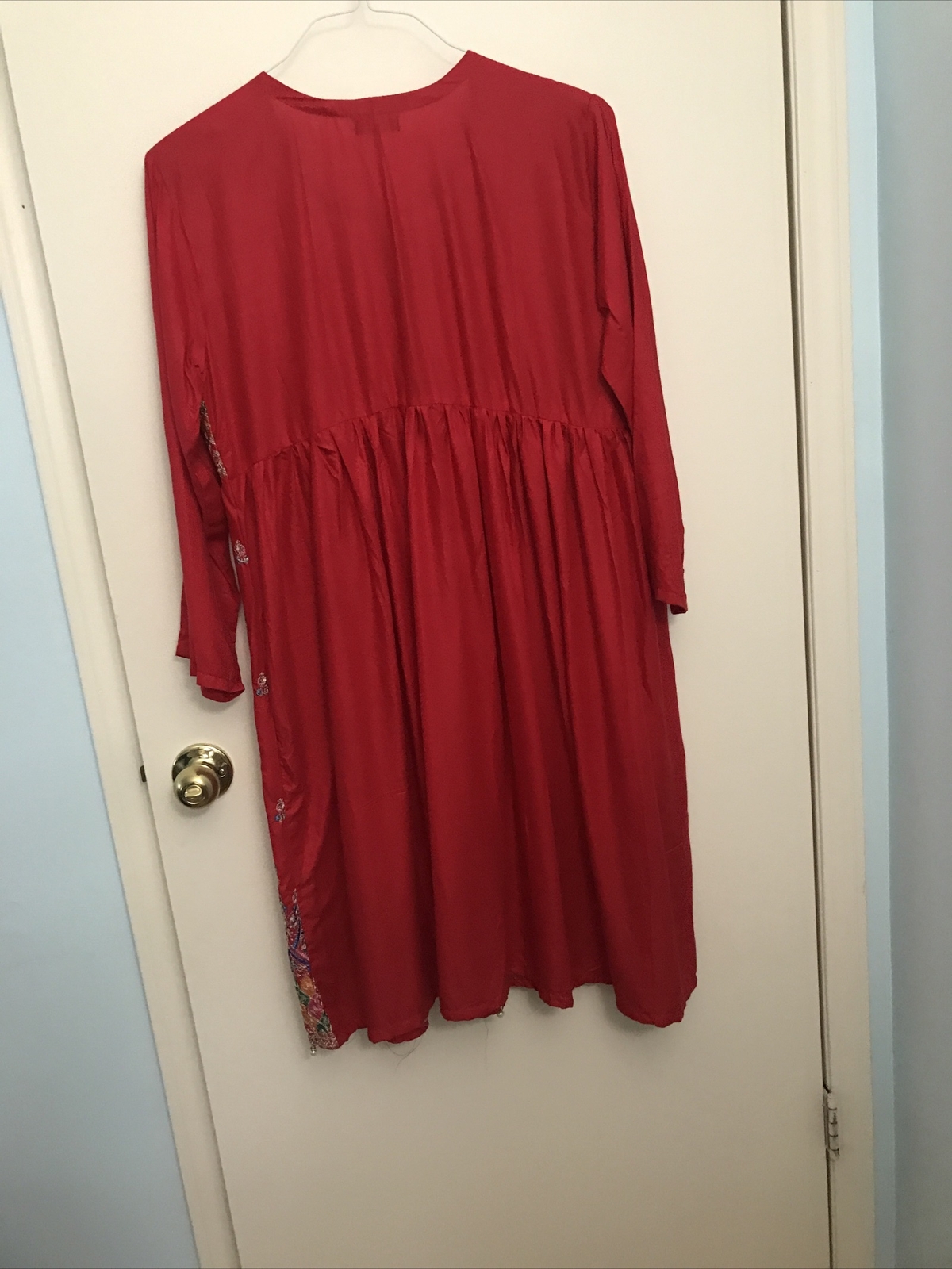 pakistani New frock style embroiderd red top L