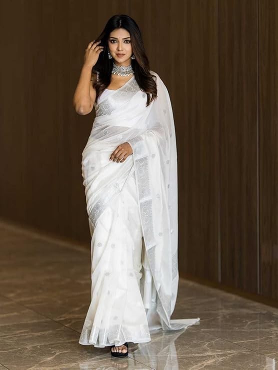 Women’s Cotton Linen Saree With Blouse Piece