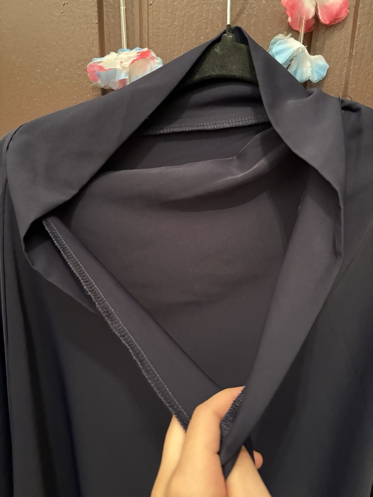 Single Layer Triangular Diamond Instant Khimar-Hijab-Jilbab Tie Back Navy Color