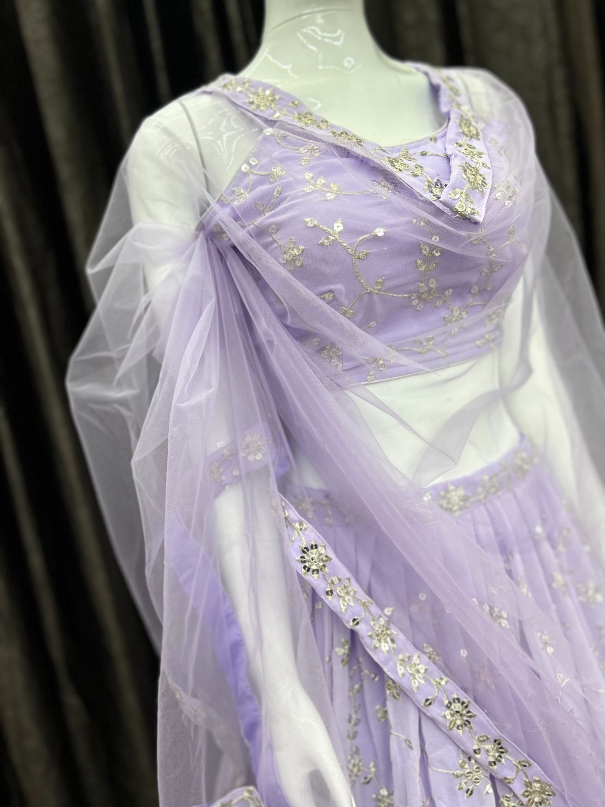 Pastel Lavender georgette lehenga choli for woman Bridesmaid lehnga