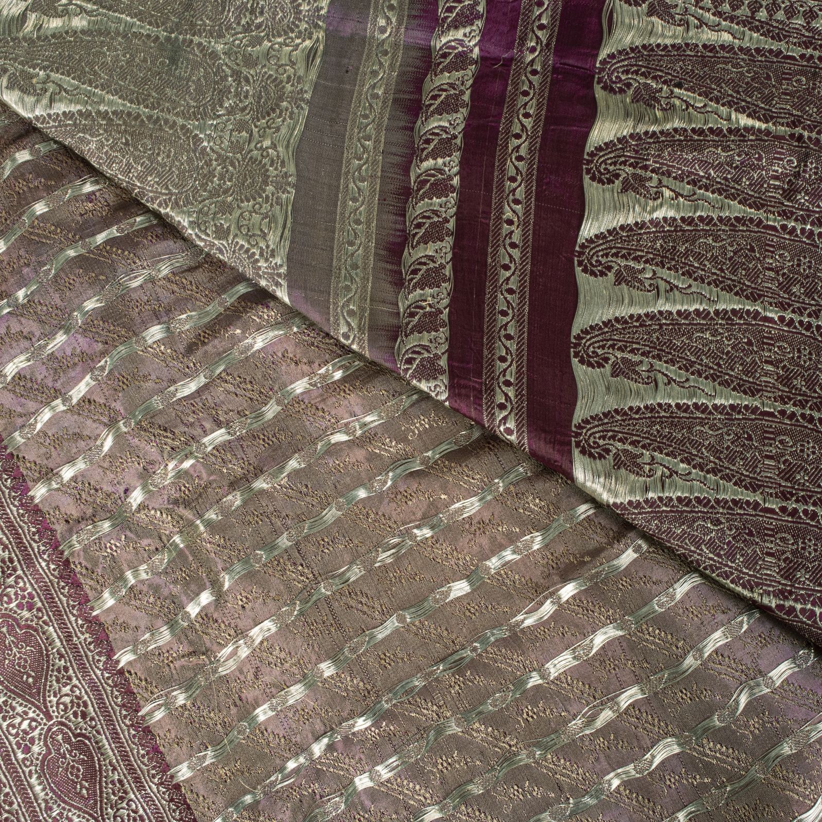 Sanskriti Vintage Cream Pure Satin Saree Banarasi Brocade Zari Hand-Woven Sari