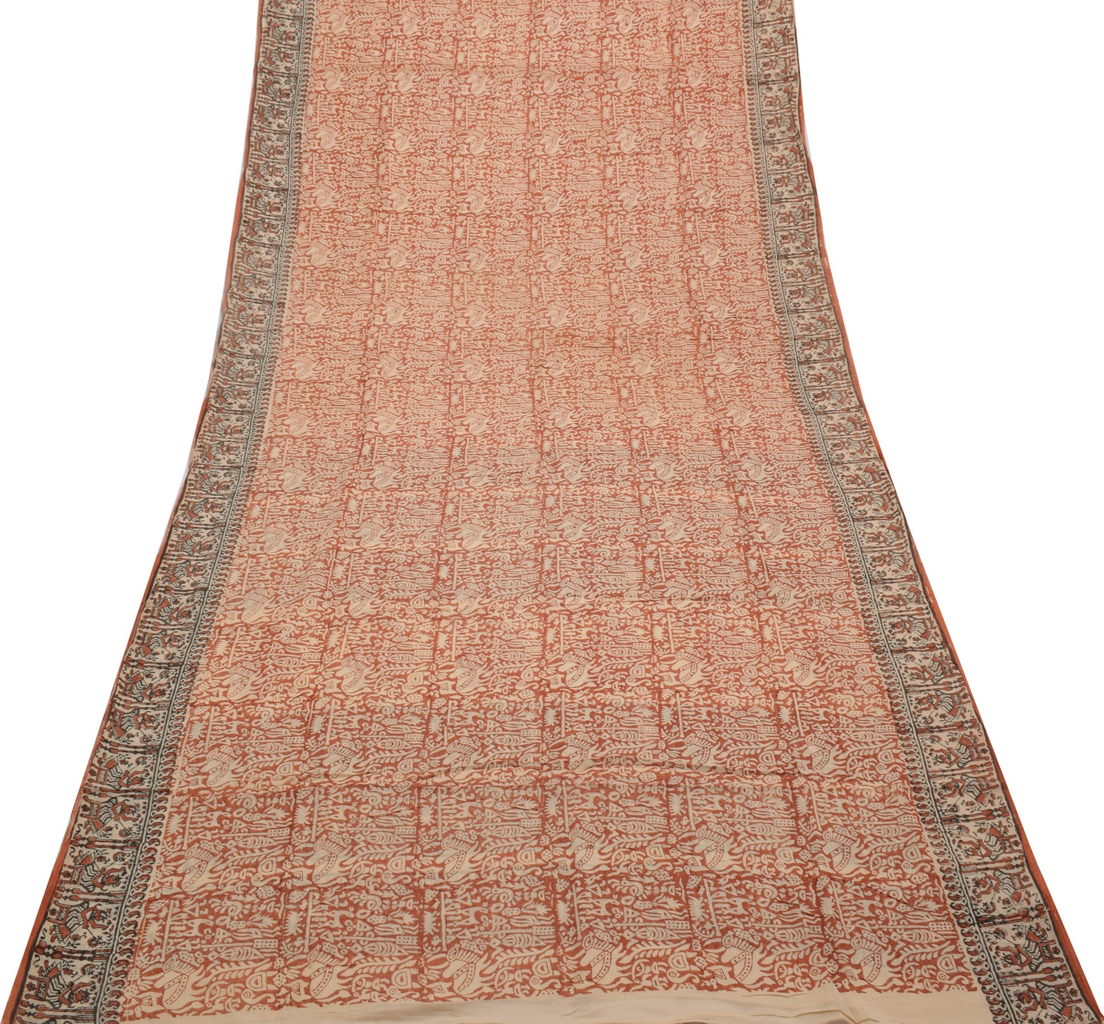 Sushila Vintage Indian Saree 100% Pure Cotton Printed 5 Yard Soft Craft Fabric