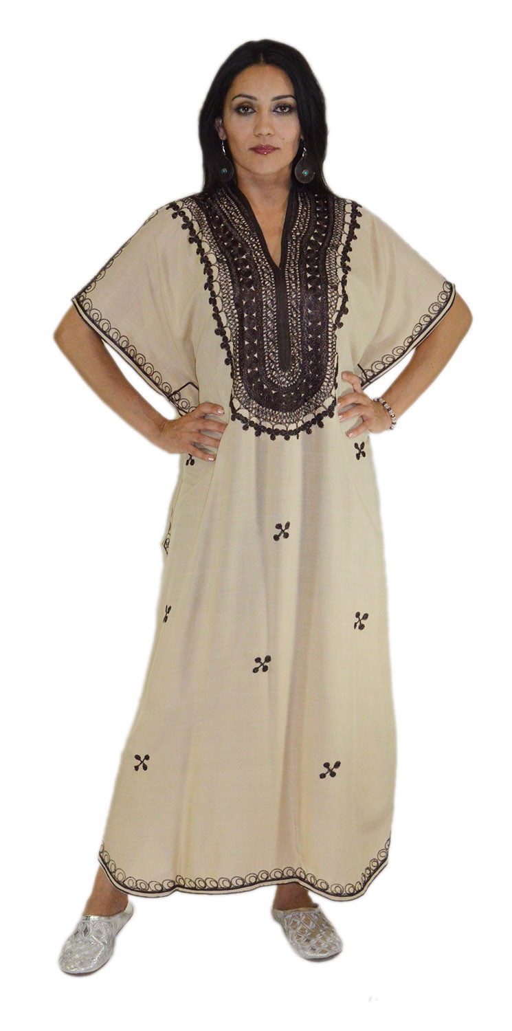 Moroccan Caftan Kaftan Women African Beach Summer Long Dress Beige