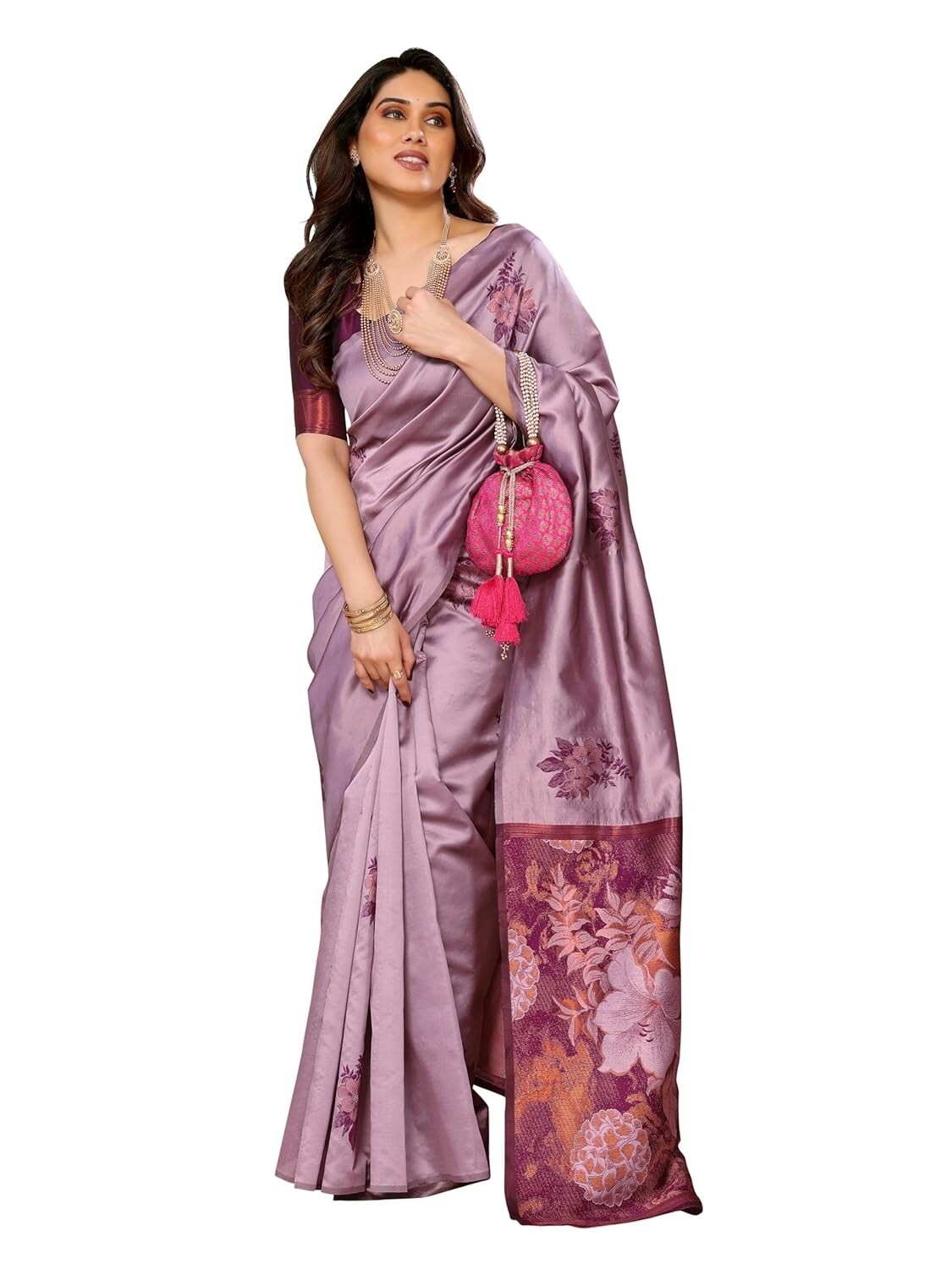 Women’s Kanjivaram Banarasi Soft Silk Saree With Unstitched Blouse Piece