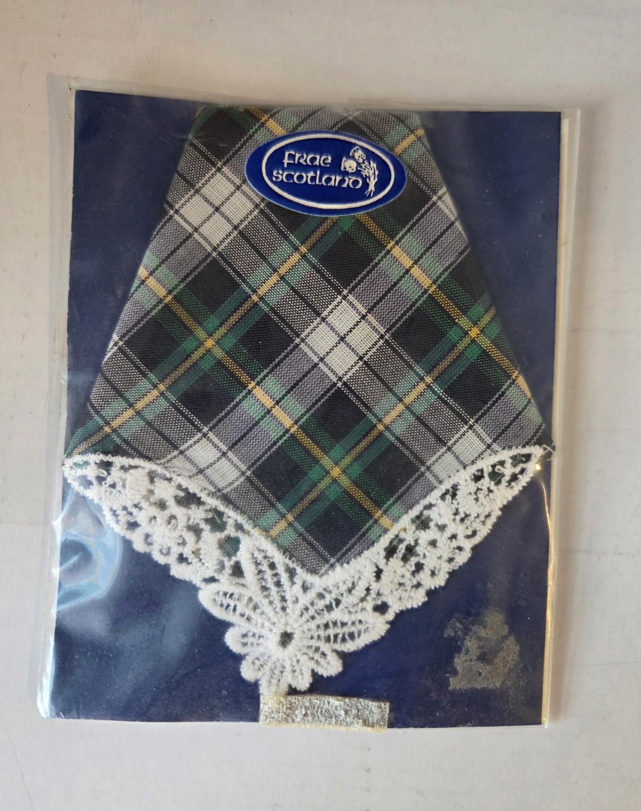 Frae Scotland Plaid Tartan Handerkerchief Navy Green Yellow White