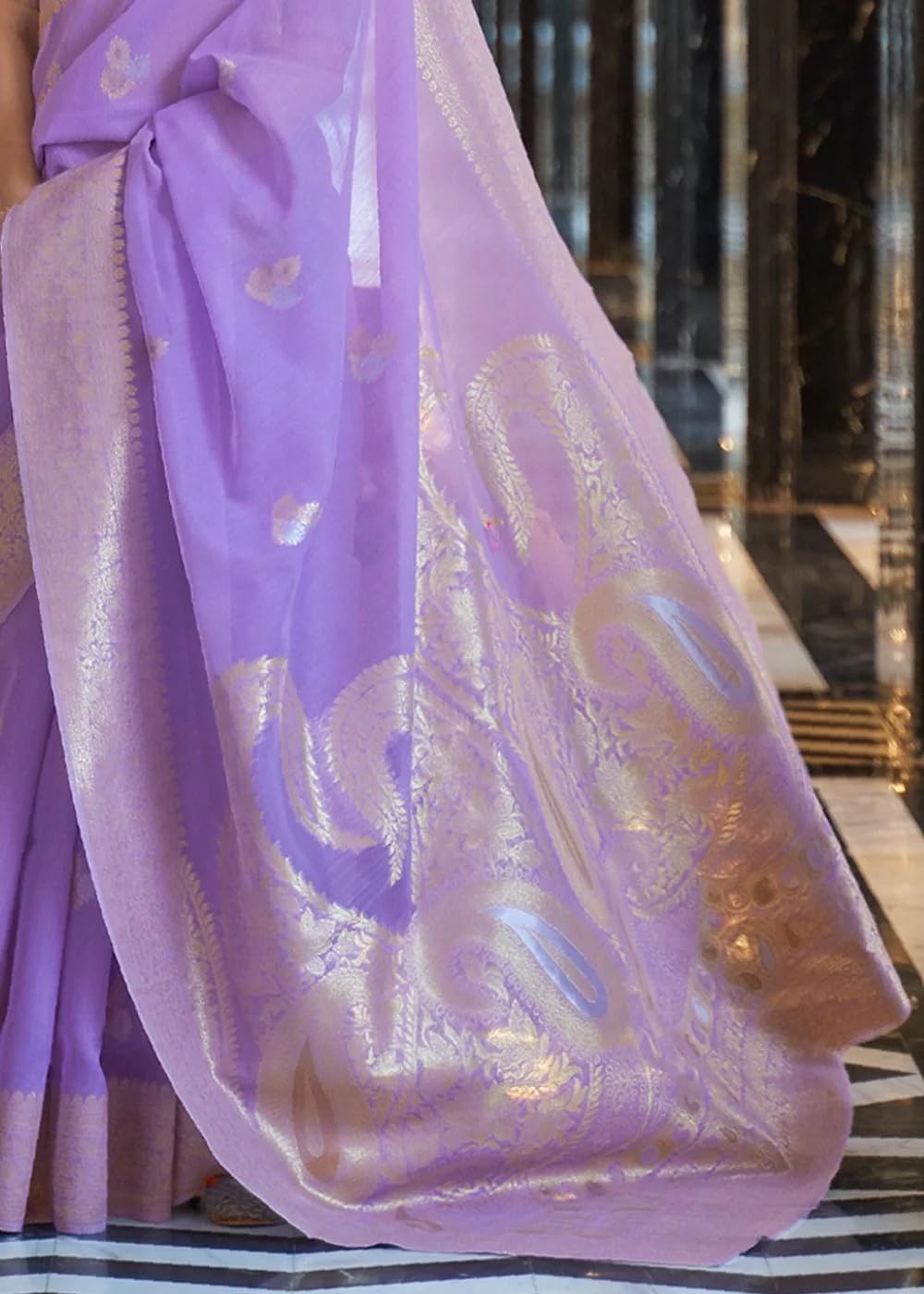 Womens Kanjivaram Banarasi Silk Saree Patola saree with Unstitched blouse piece