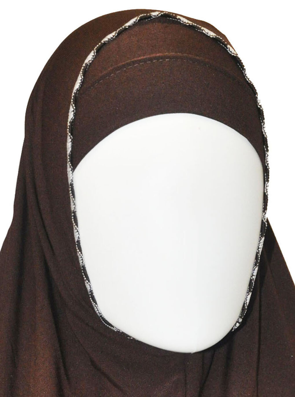 Brown with Brown and White Trim 2 Piece Al Amira Hijab