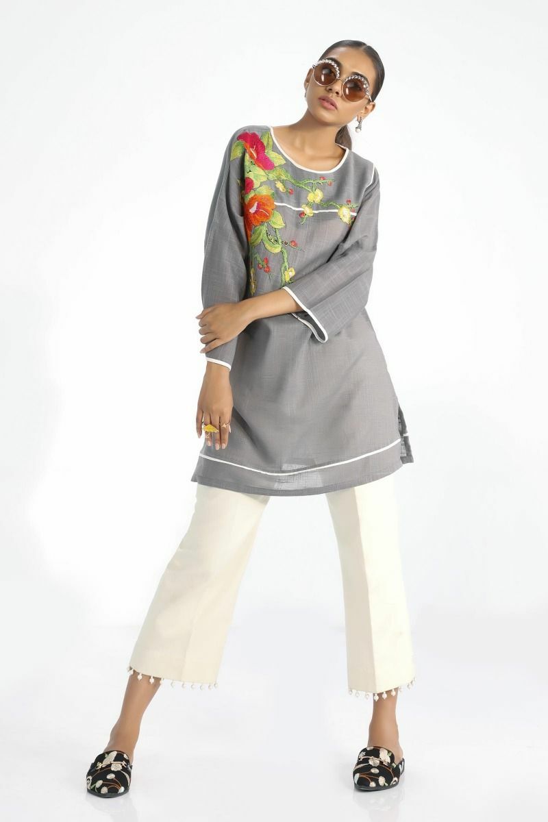 NWT SANA SAFINAZ Embroidered Khaddar Kurti S, M Pakistani Designer Indian
