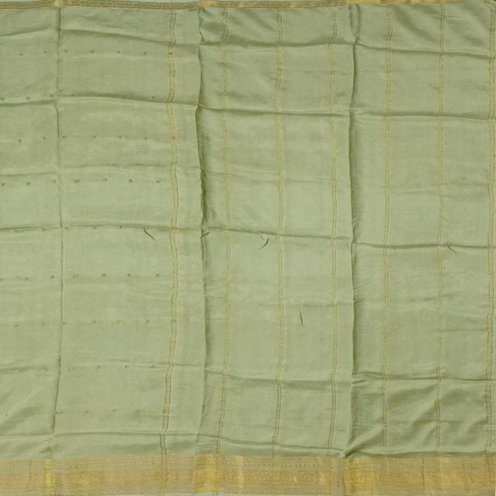 Vintage Green Sarees 100% Pure Silk Zari Woven Festive Sari 5YD Craft Fabric