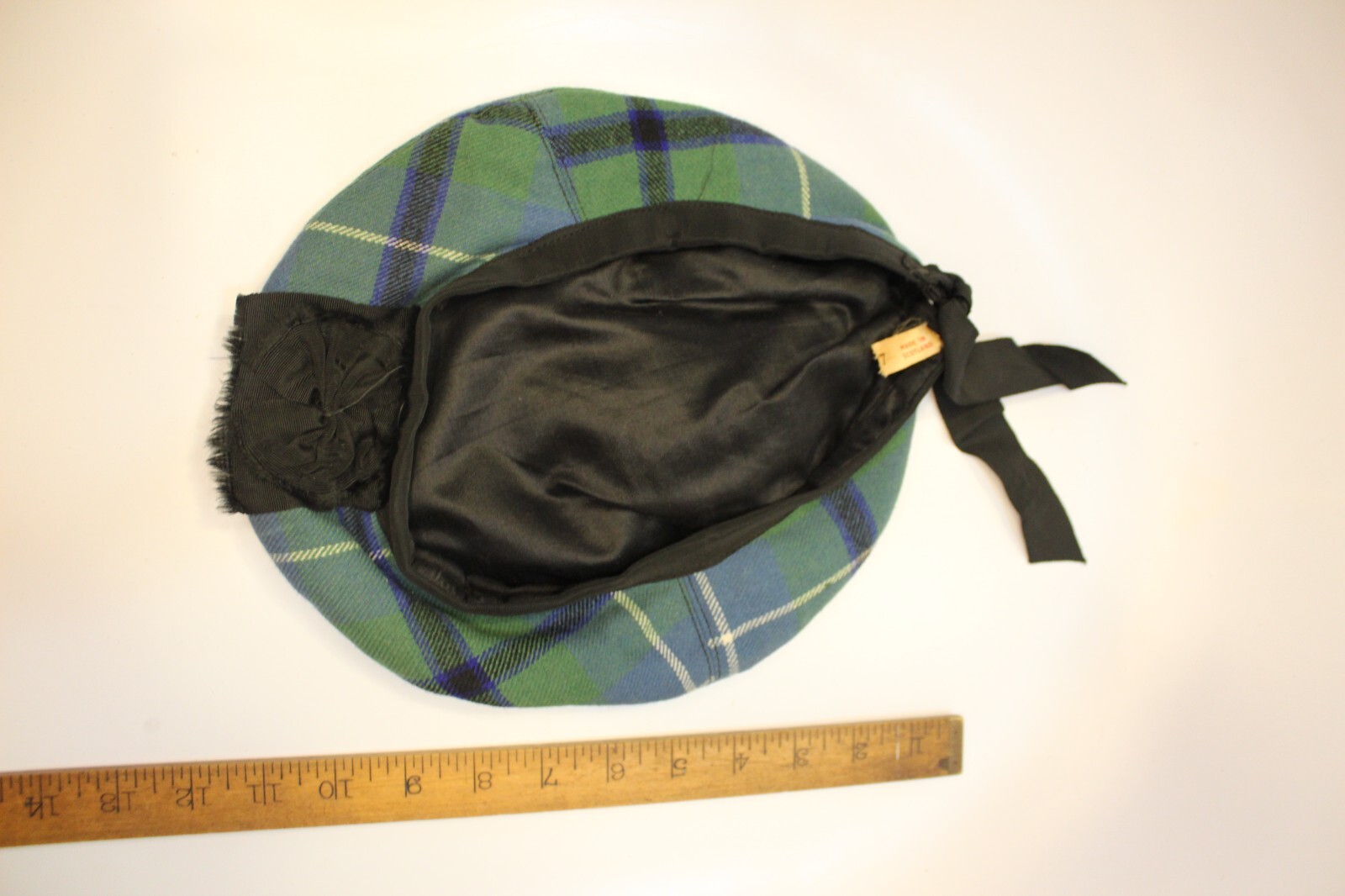 Vintage Wool Scottish Tam O’Shanter Clan Douglas Tartan Hat Scotland Size 7