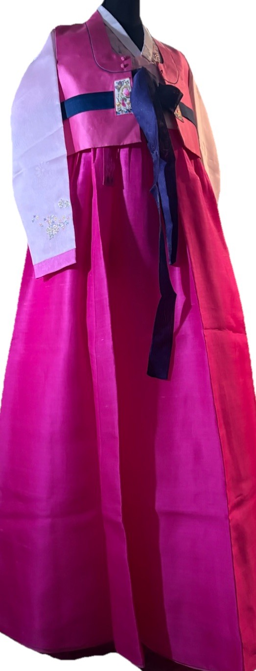 Bead embroidery Korean Hanbok W/ Vest 한복 water silk Handmade 3 Pc Sets