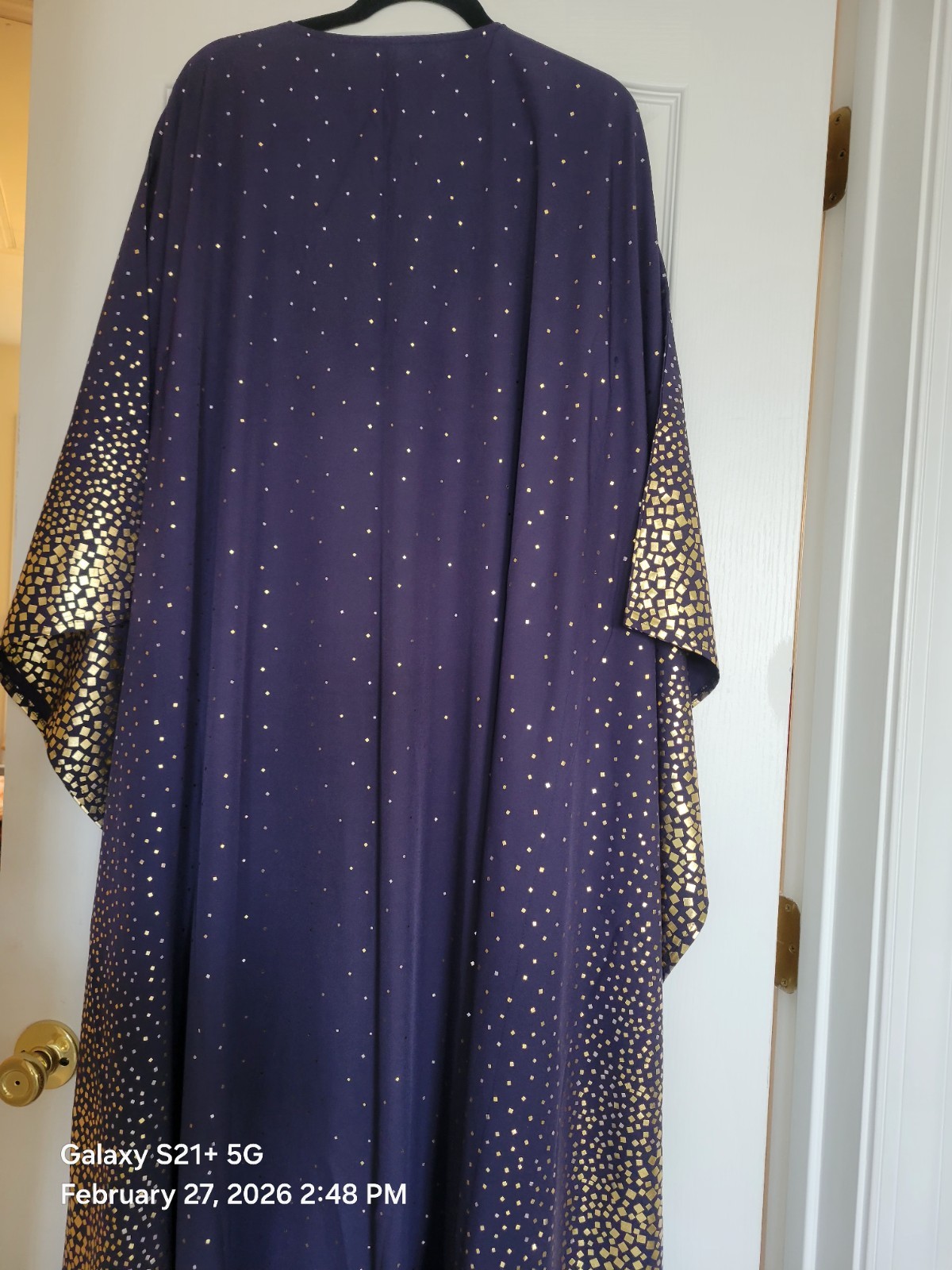 Women’s Blue and Gold Kaftan Dress, One Size, Middle Eastern Style