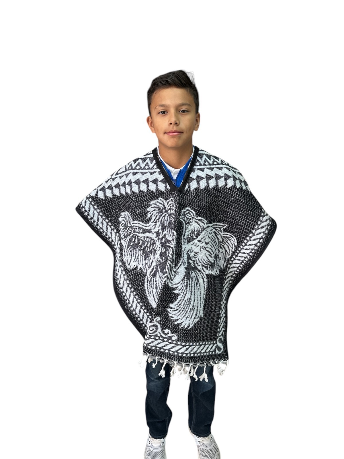 KIDS PONCHO , ROOSTER ,BLANKET GABAN , 6-12 YEARS ,KIDS PONCHO, BLACK & WHITE