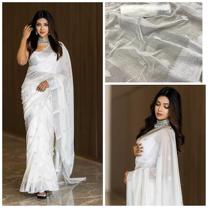 Women’s Cotton Linen Saree With Blouse Piece