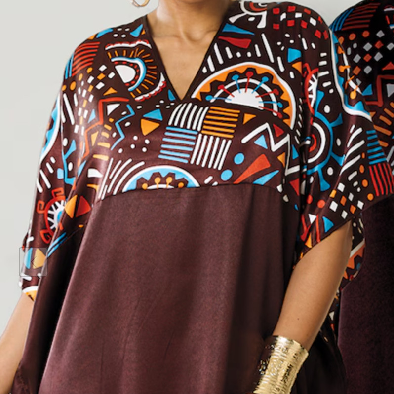 OSFM Ashro Black Zulu Long Satin Afrocentric Multi Unisex Caftan