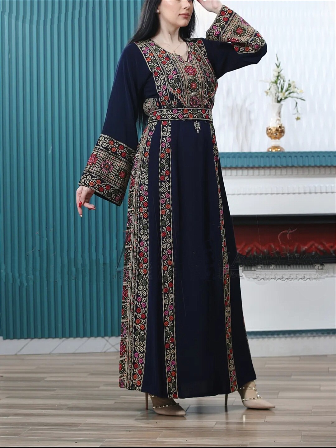 Luxury Men Long Sleeve Thobe Kaftan Handmade Elegant Islamic Dress Arab Wear XL