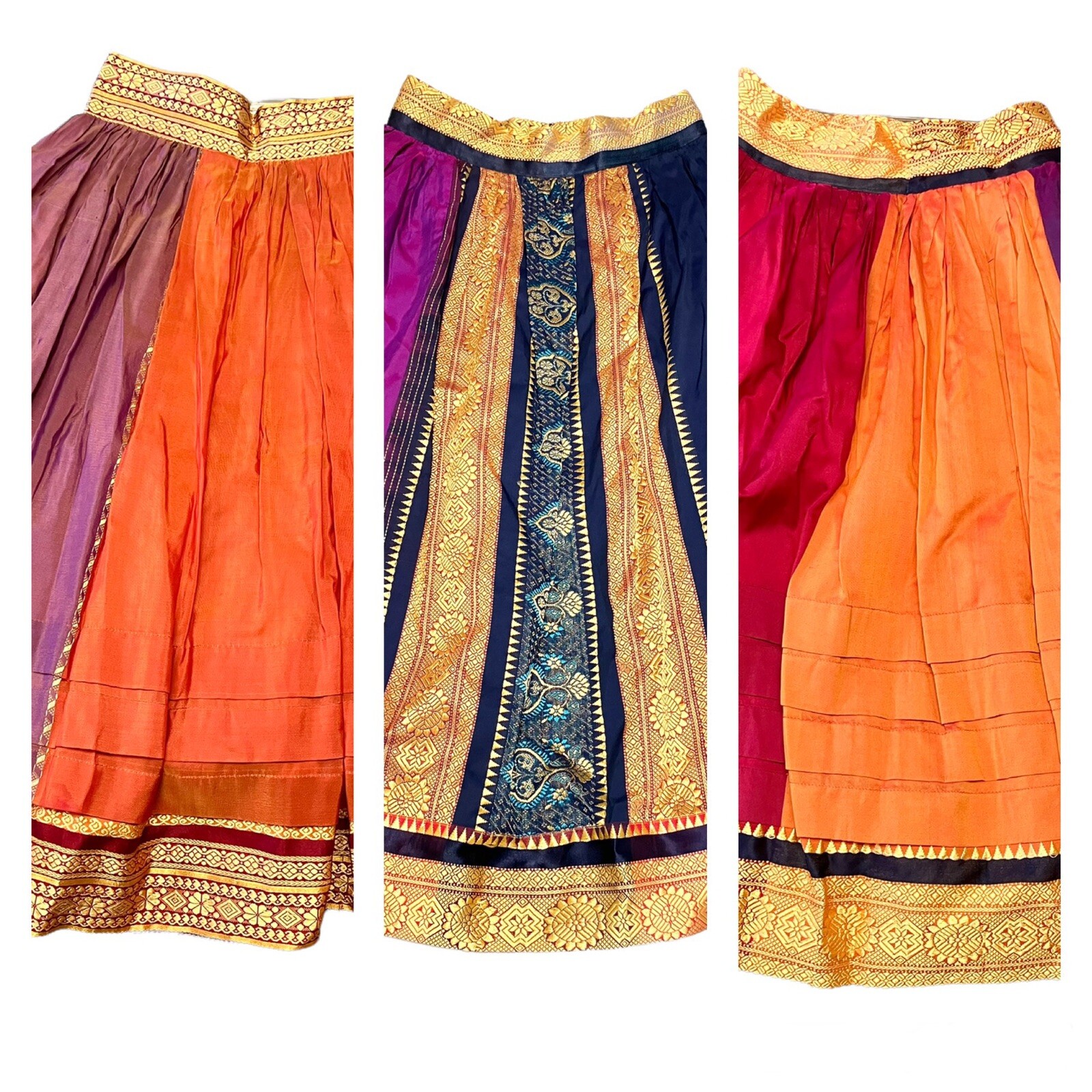 Lot Indian Festive Lehenga 4 Skirts and 1 Blouse Dupatta Vintage Dress S/M