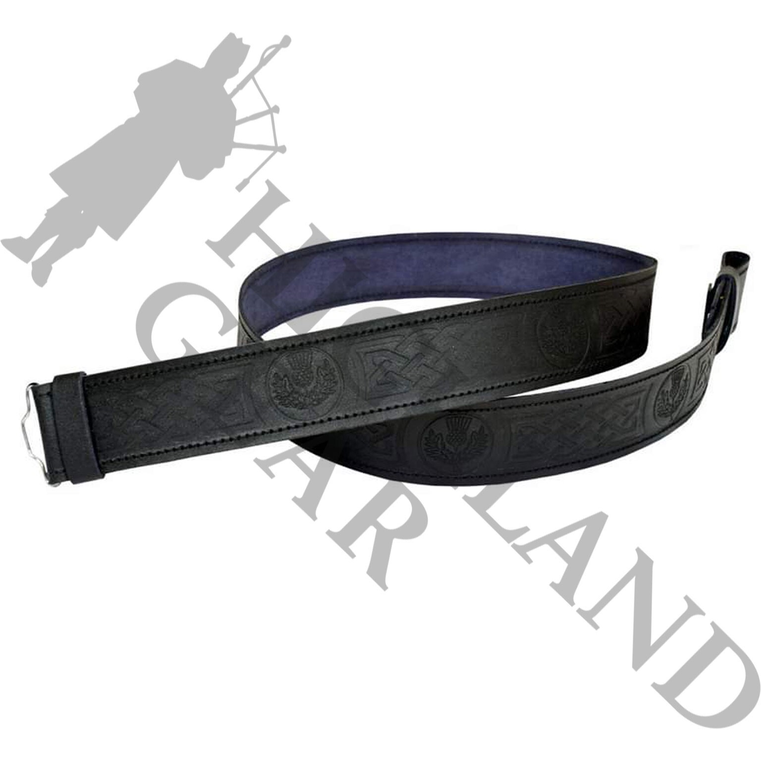 Scottish Kilt Leather Belt With Buckle- Traditional Highland Dress Accessory