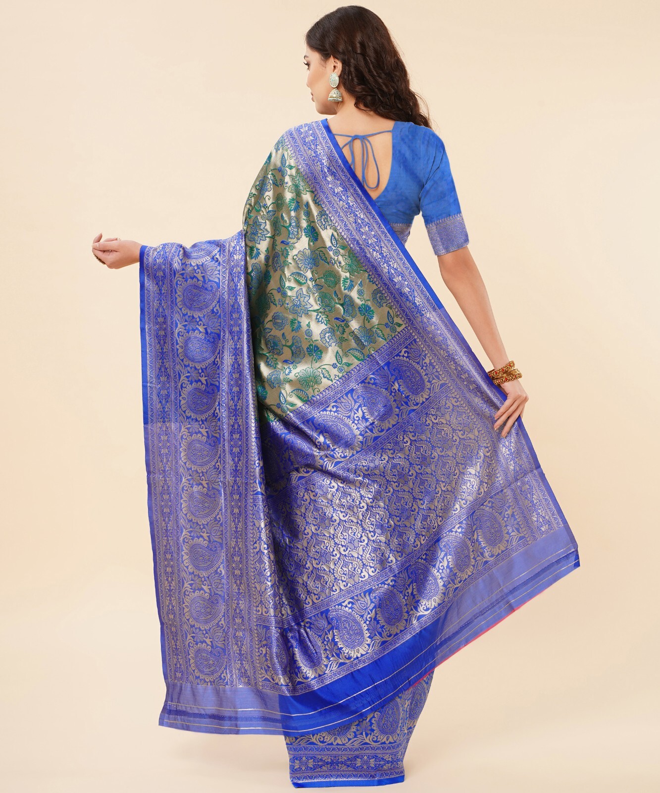 Areca Designer Tissue Jal Keri Silk saree blouses women Saree Cut – 5.5 Meter