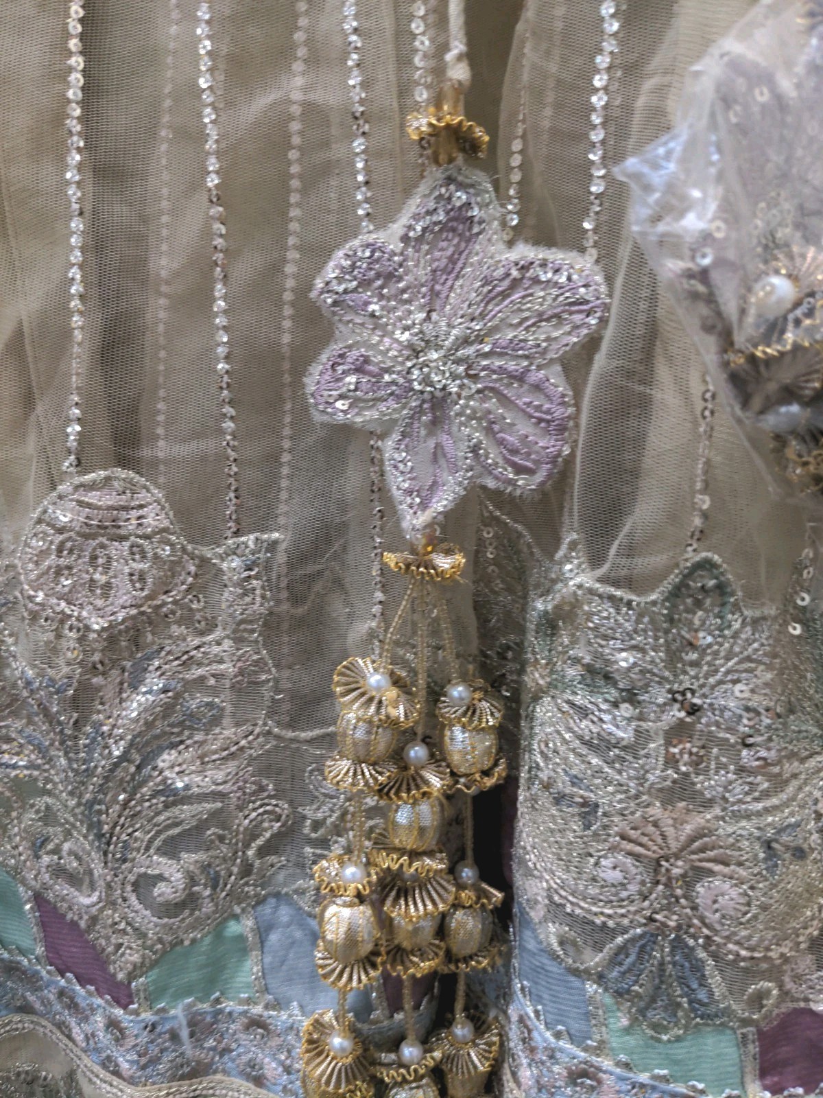 New BAROQUE Embroidered Chiffon Pakistani Wedding Dress Sz Custom Size