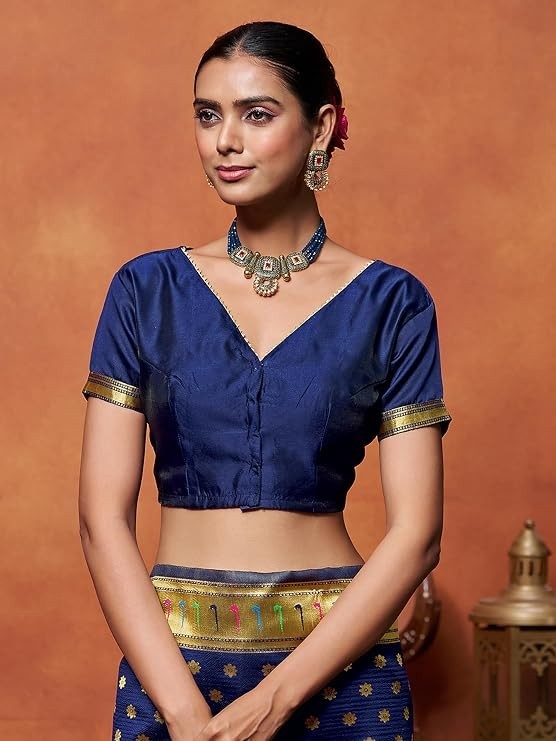 Women’s Silk Blend Woven Paithani saree With Blouse Piece | Wedding Saree Heavy