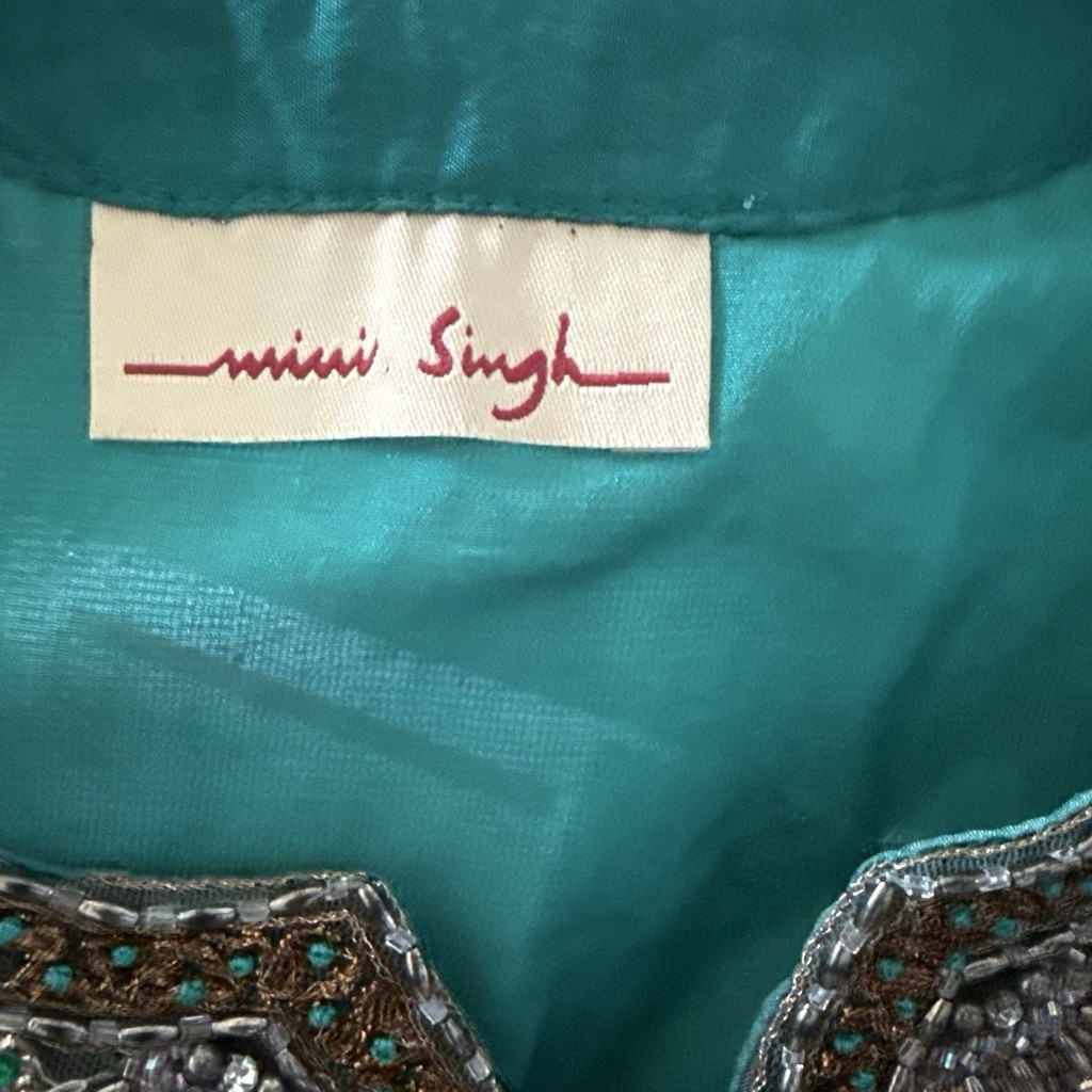 Mini Singh Women’s Blue Net Anarkali Salwar Kameez Set, Custom Size