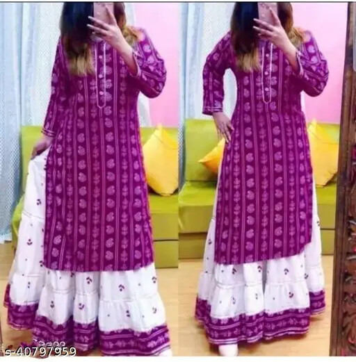 Indian Women Beautiful New Design Attractive Jaipuri Kurti Set For Girls