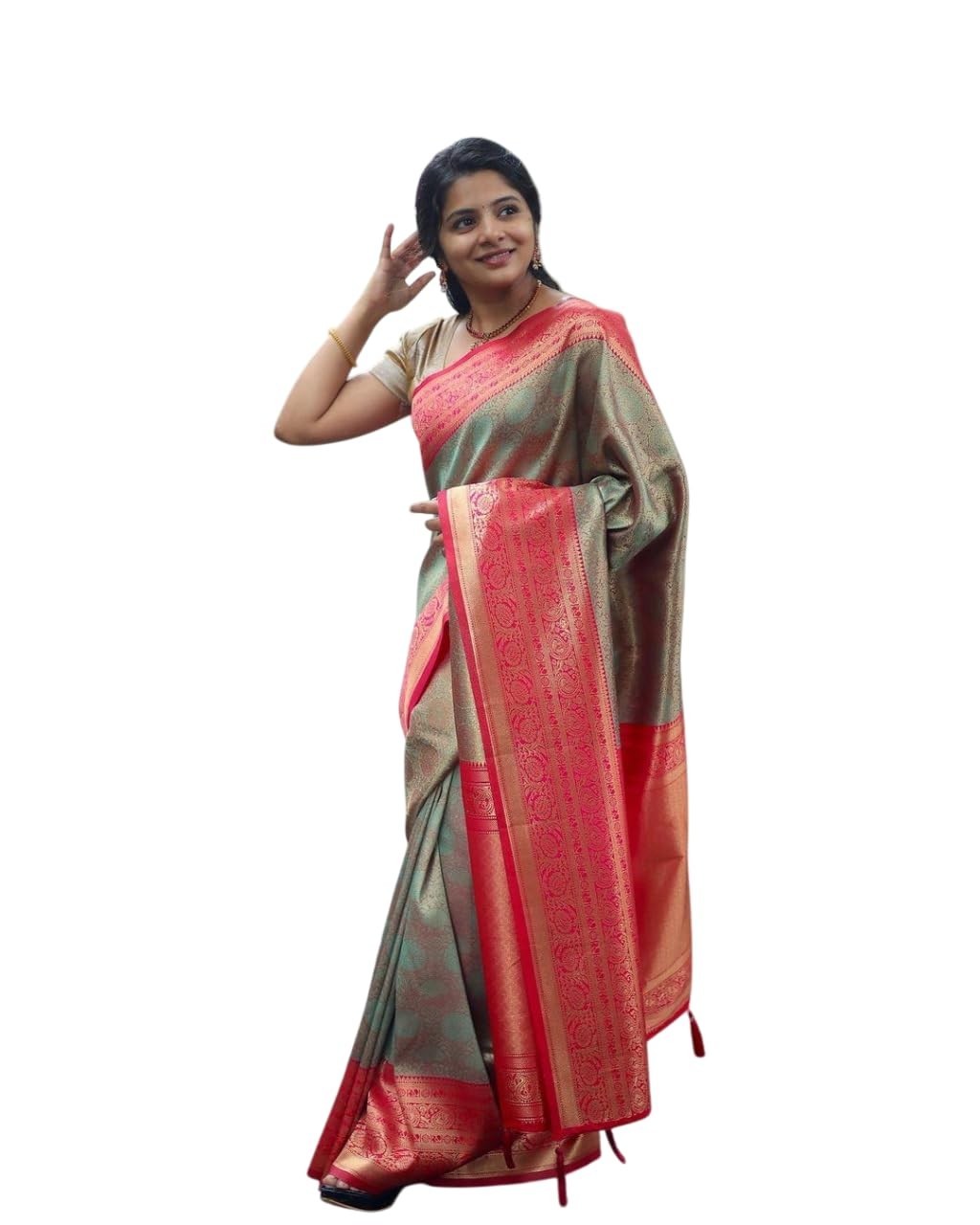 Women’s Beautiful Soft Silk Zari Weaving Saree With Blouse Piece