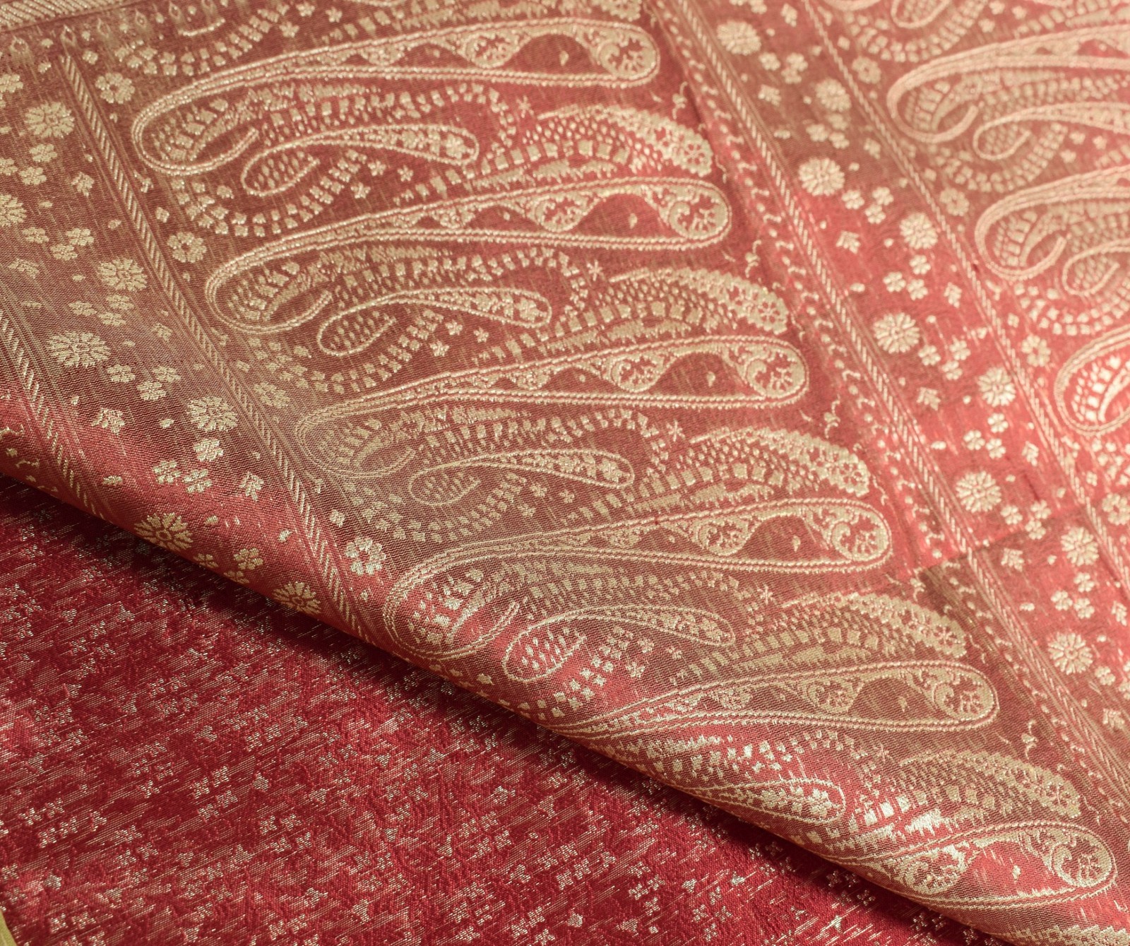 Sushila Vintage Heavy Saree Pure Satin Silk Banarasi Brocade Woven Sari Fabric