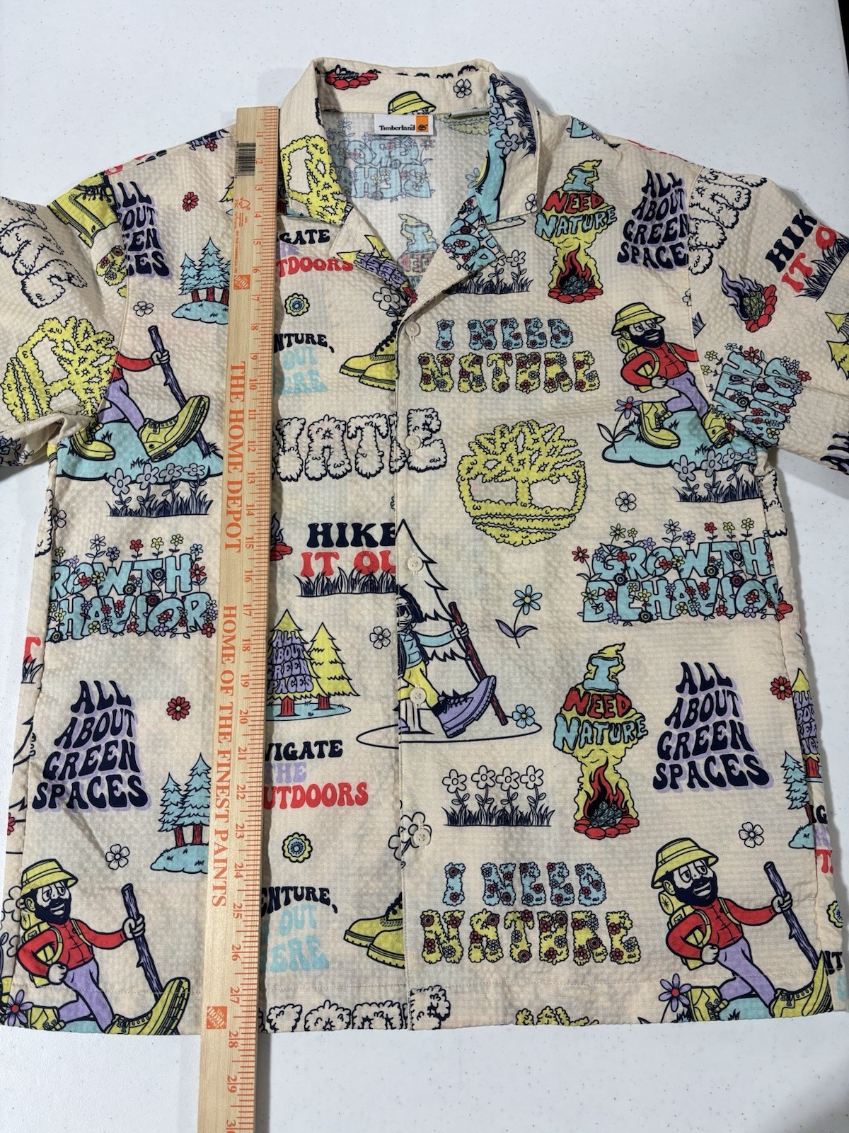 TIMBERLAND Men’s shirt with all-over logo Nature Small S button down