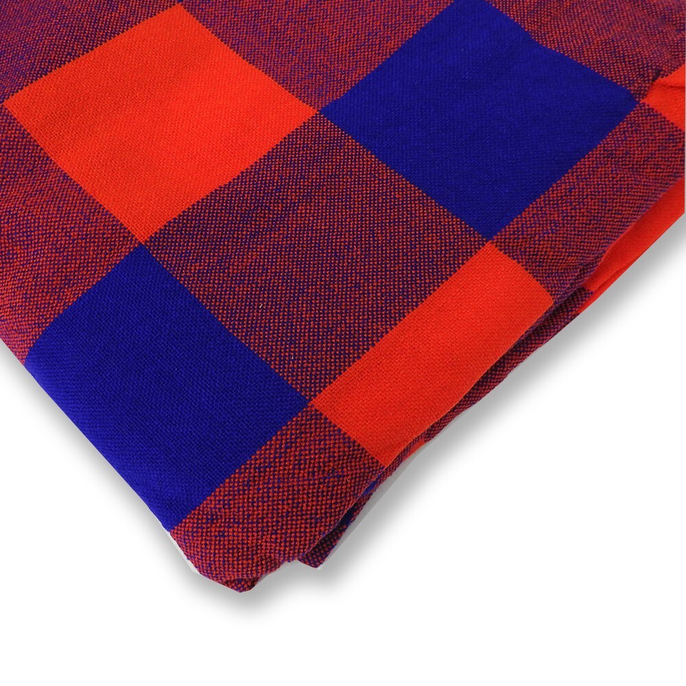 Plaid Masai Shuka, Set of 3, Red, Green and Purple-Blue