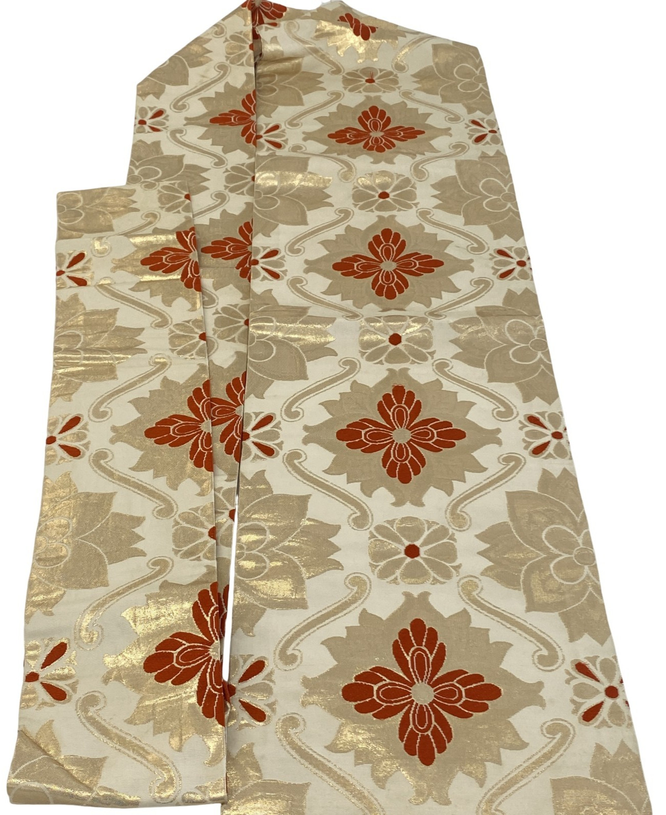 Japanese Vintage Kimono Nagoya Obi Silk Gold Traditional Embroidery 129 x 11 in