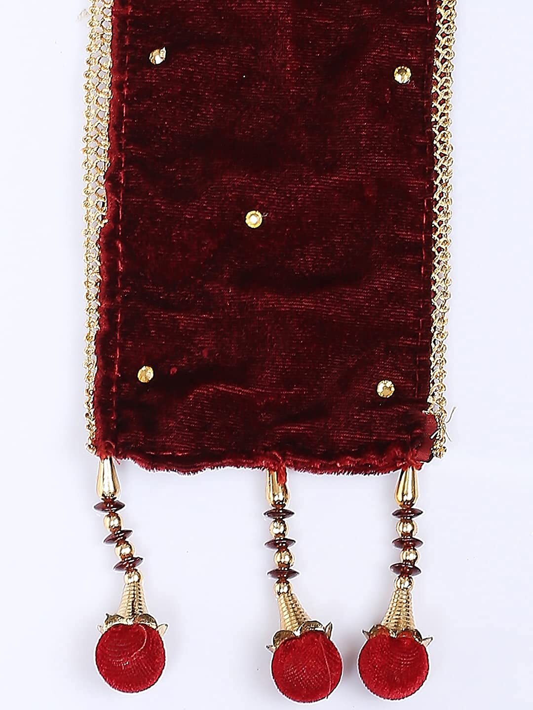 Men’s Maroon Velvet Stole with gold beads, Dry Clean Only high quality