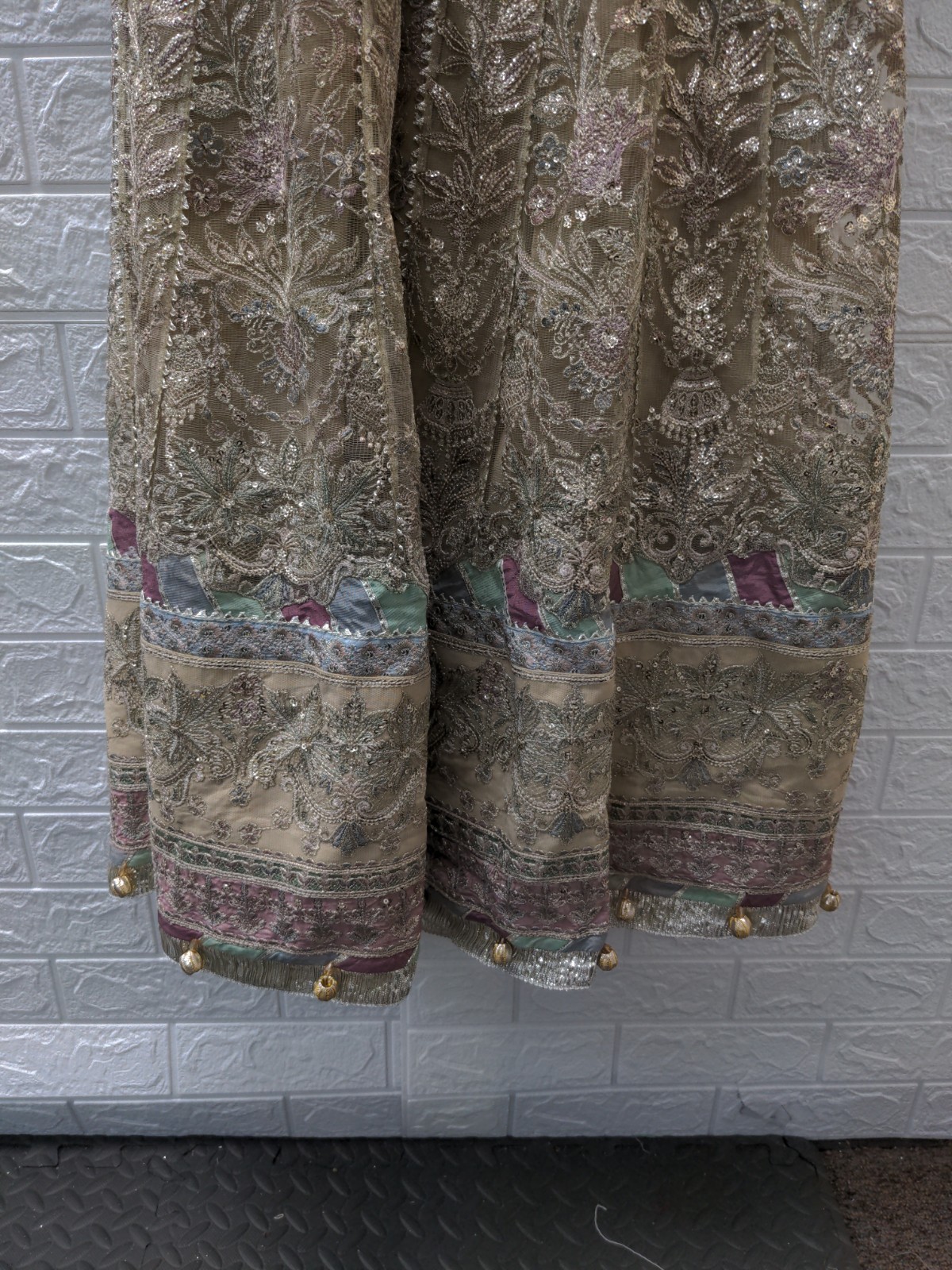 New BAROQUE Embroidered Chiffon Pakistani Wedding Dress Sz Custom Size