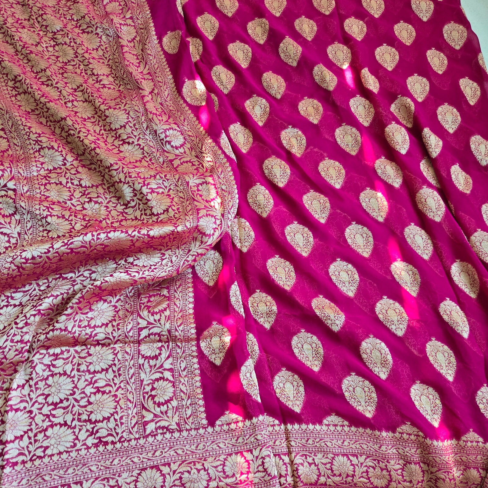 Pink khadi banarsi Saree NEGOTIABLE