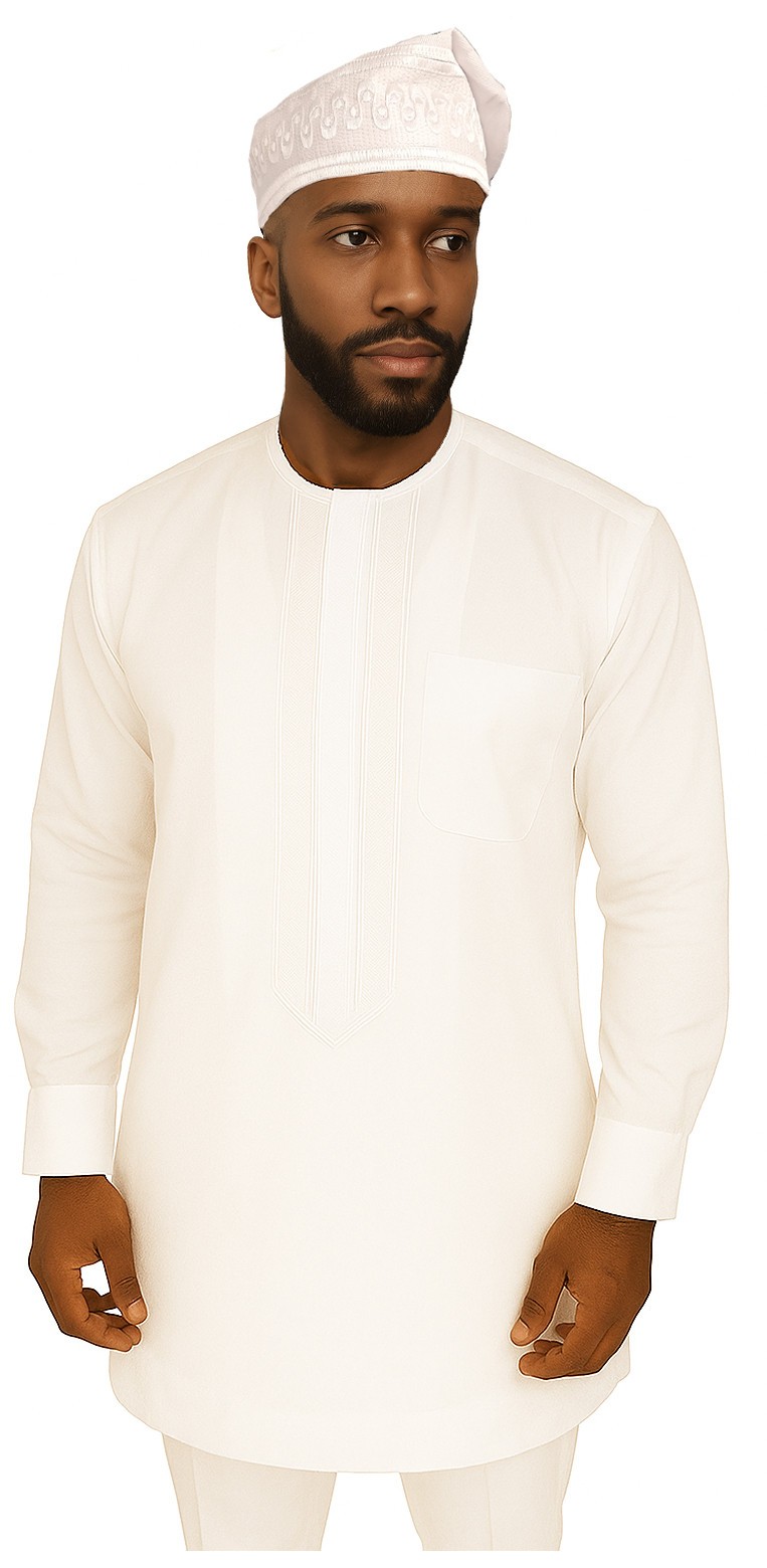 White African ASO Oke Embroidered Cap | Traditional Nigerian Men’s Hat | Wedding