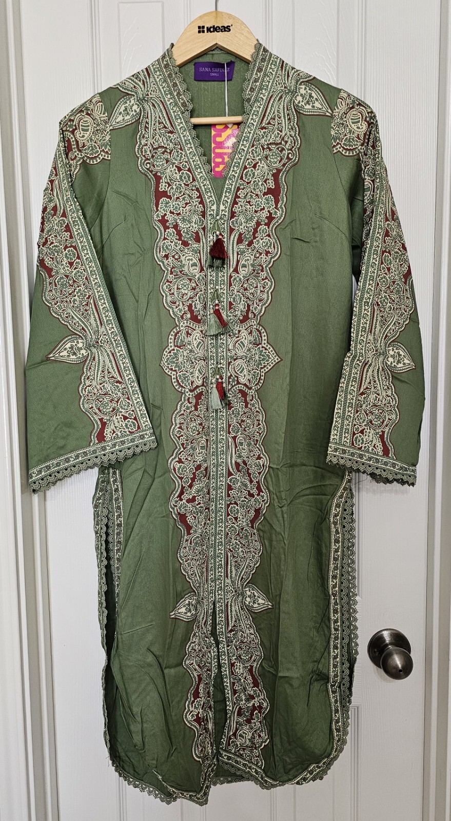 NWT SANA SAFINAZ 2PC Sizes M, S Viscose Embellished Kurti & Pants Fall Winter