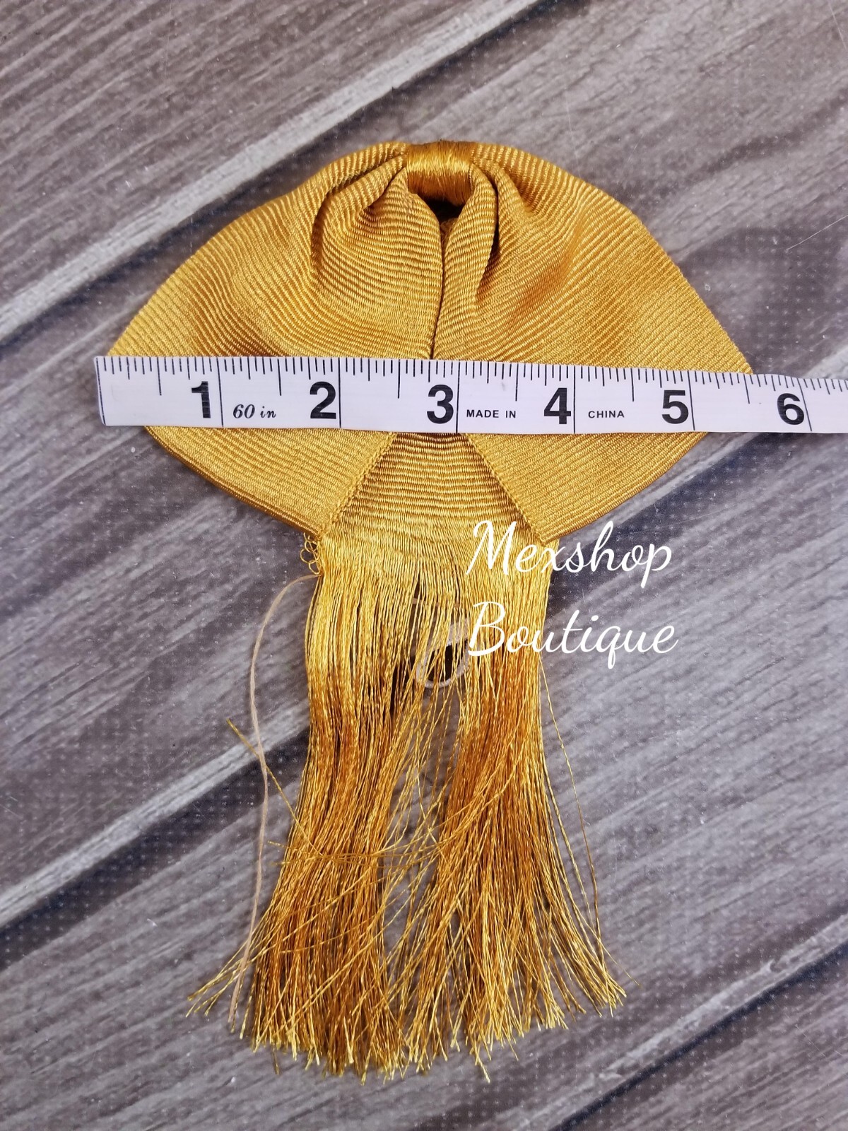 Economic Charro Mexican Bow Tie Handmade for Mexican Tailors, Color Gold