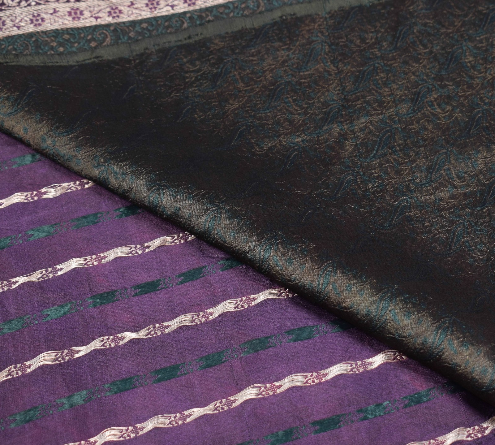 Sushila Vintage Heavy Saree Pure Satin Silk Banarasi Brocade Woven Sari Fabric